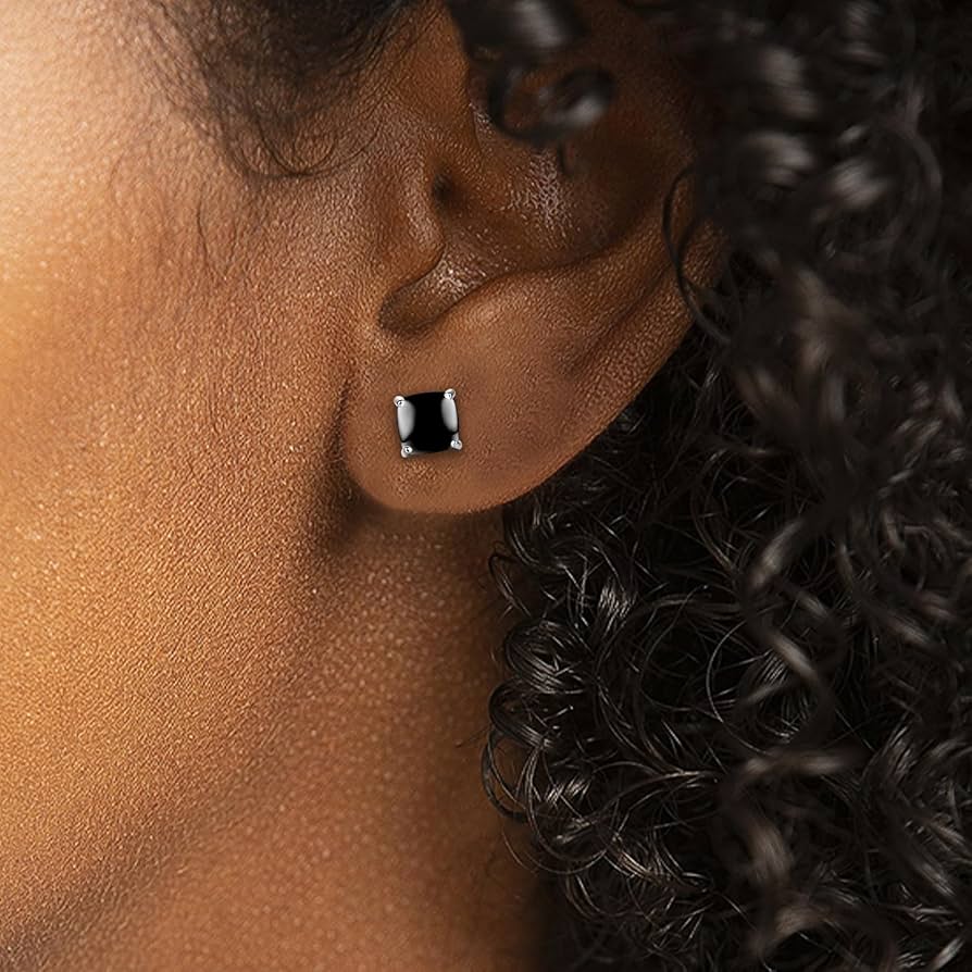SILVER925 ONYX STUD EARRINGS /シルバー/ピアス Vintage Onyx Sterling Silver Pierced Large Stud Earrings 9